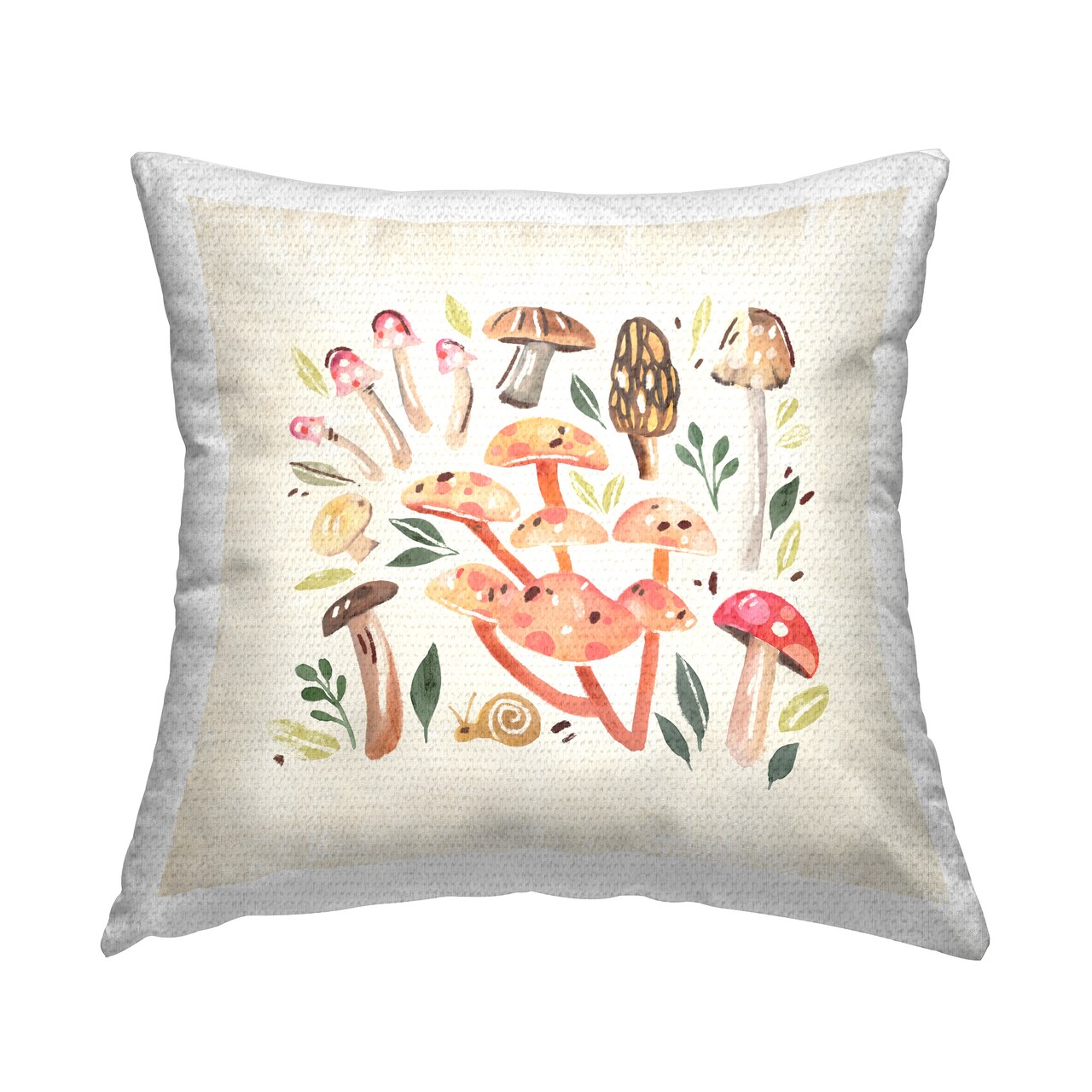 Soft Mushroom Pattern Design by Annie Warren  Outdoor Printed Pillow